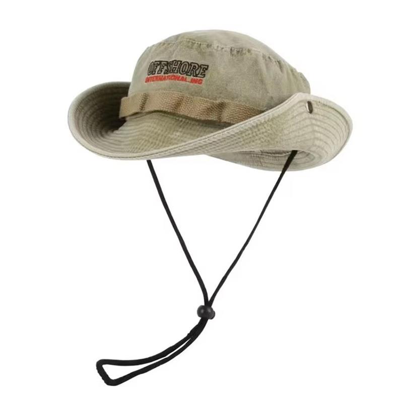 My Extreme Outdoor Activities Women's Khaki Japanese Washed Spicy Girl Western Cowboy Hat Outdoor Camping Sunshade Big Brimmed Fisherman Hat Sunscreen Hat 56-58Cm