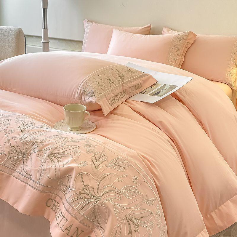 Premium Sense Maternal and Infant Grade Class A 80 Long-staple Cotton 4pcs Quilt Cover Pure Cotton Sheet Light Luxury Embroidery Bedding 4