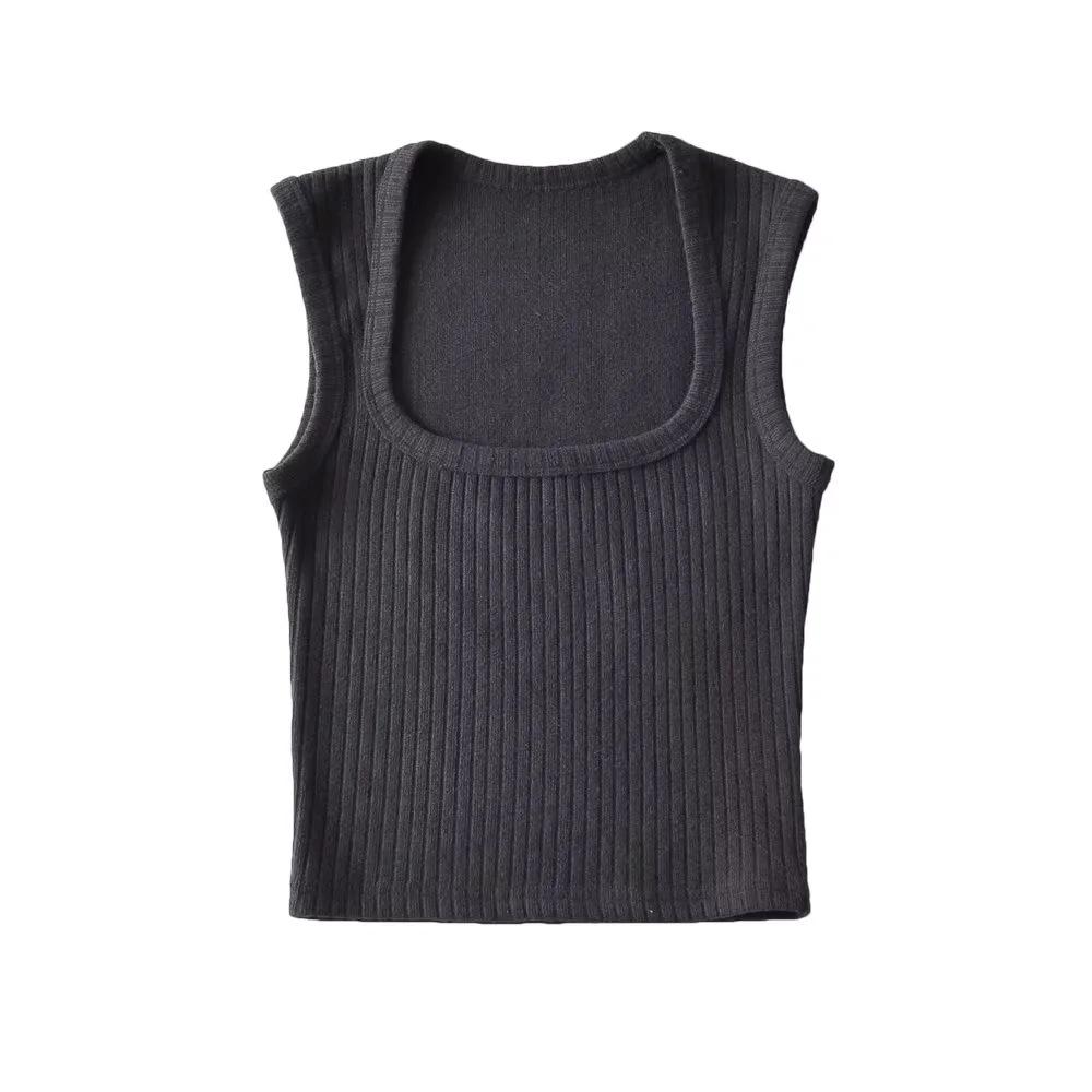 2023 Summer Square Neck Bodycon Cashmere-Texture Women's Slimming Vest
