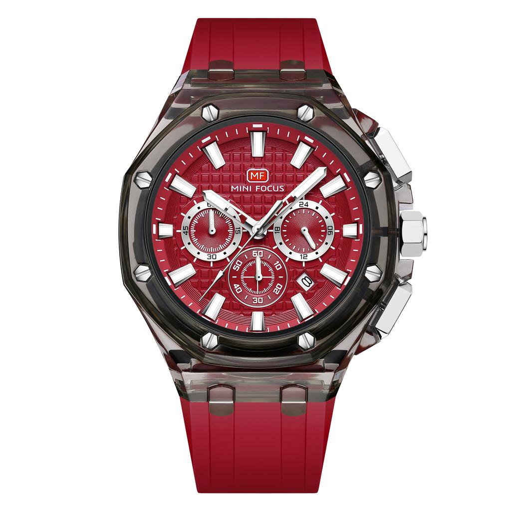 Multifunctional Casual Quartz Watch Mens Watches Waterproof Transparent Case Wrist Watch with Luminous Hands