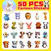 50pcs Large Eyed Animal Stickers New Cartoon Cute Natural Small Animal Graffiti Stickers   Children's Toys