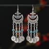 Retro Exotic Ancient Silver Coins Tassel Earrings Women's Long Personalized Earrings Niche Earrings