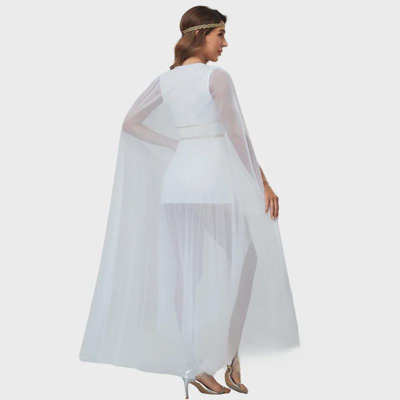 White Greek Goddess Halloween V-Neck Cosplay Costume