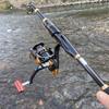 Combo Canna da Pesca Spinning Portatile Corta Telescopica Mini Canna da Mare Lunghezza Chiusa 41-42 cm Con Rapporto di Recupero 7.2:1/5.2:Kit 1 Ruota