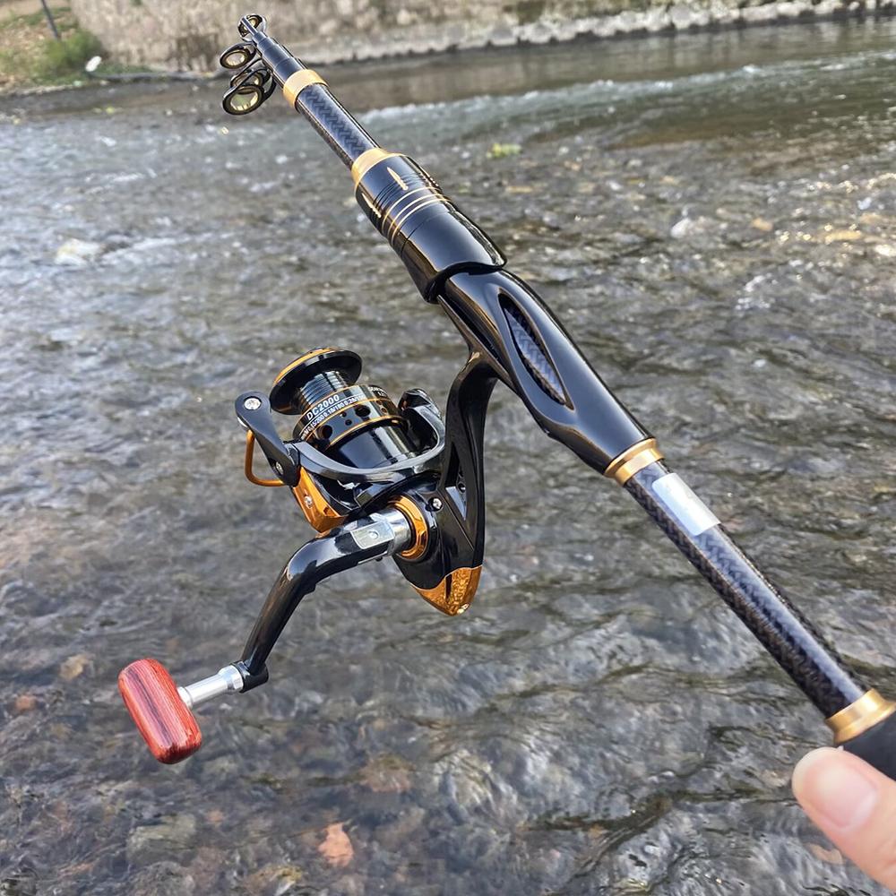 Combo Canna da Pesca Spinning Portatile Corta Telescopica Mini Canna da Mare Lunghezza Chiusa 41-42 cm Con Rapporto di Recupero 7.2:1/5.2:Kit 1 Ruota