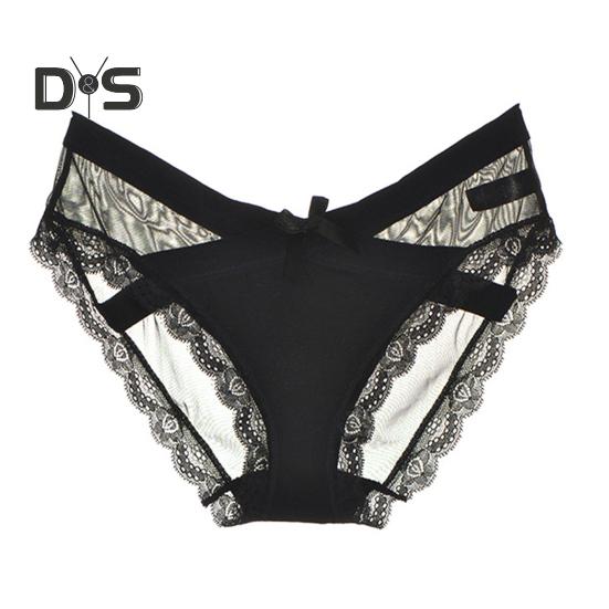 Women's Sexy Panties Lace See Through Underwear Low Rise Thin Mesh Sheer Underpants Breathable Bikini Briefs