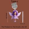 2Pcs Diy Accessories For Phone Type-C Interface Dust Plug Hanging Decoration 2D Flat Acrylic Angel Fairy Cat Phone Dust Plug
