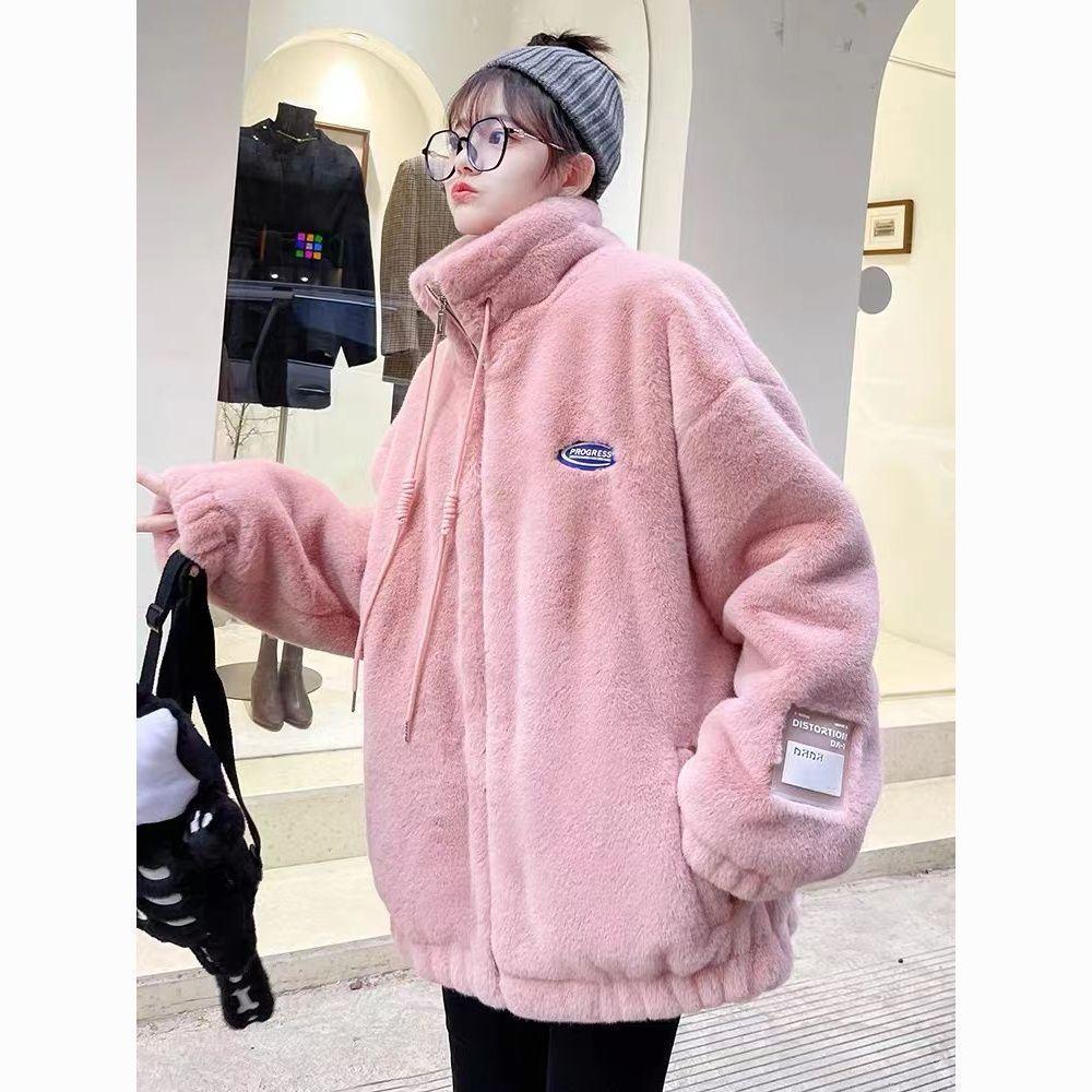 Autumn and winter new imitation rabbit fur jacket light casual fashion thickened warm plush coat