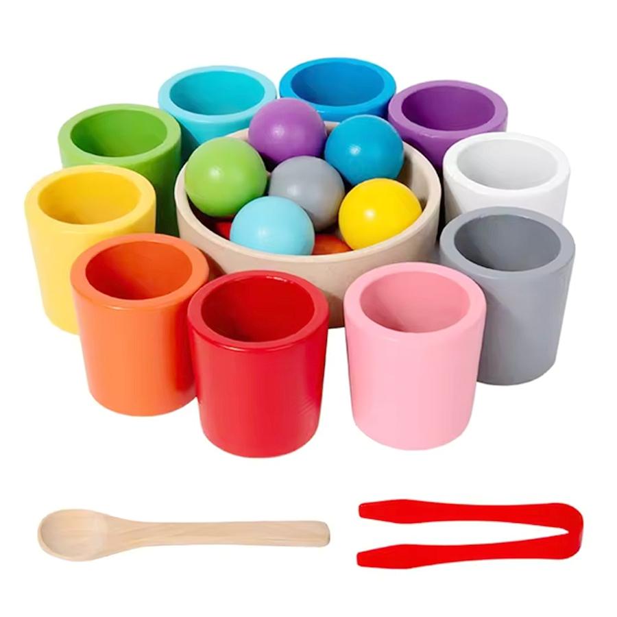

Montessori Early Education 10 Color Cup Wooden Sensory Toy For Toddler Color Matching Sorting Cognition Game Birthday Party Gift