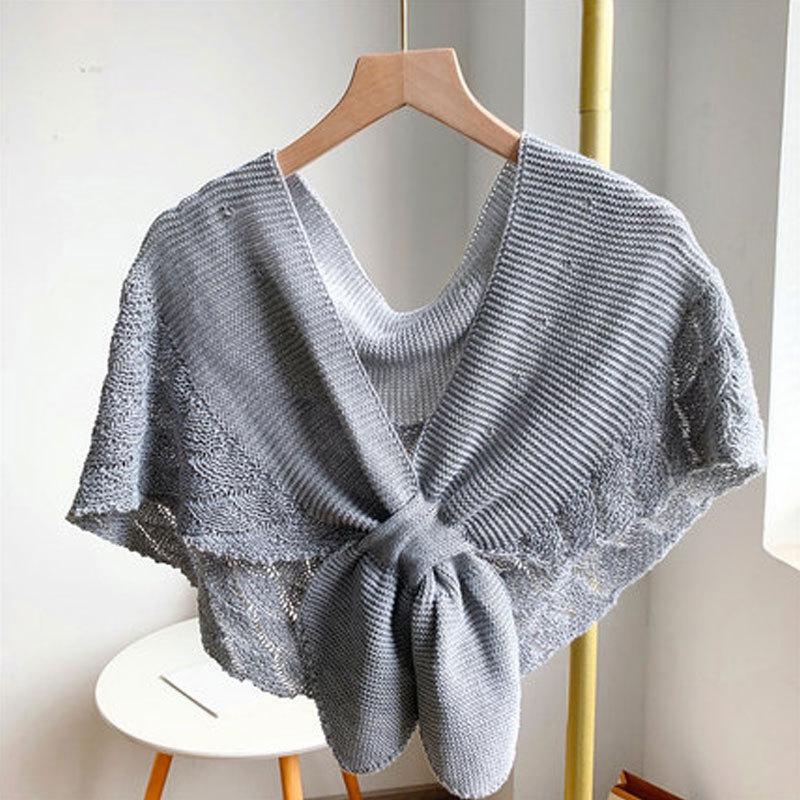 

Stylish Fish Scales Shaped Knitted Shawl Mature Monochrome Cross Small Cape Casual Outdoor Versatile Skirt Shirt Shawl сірий