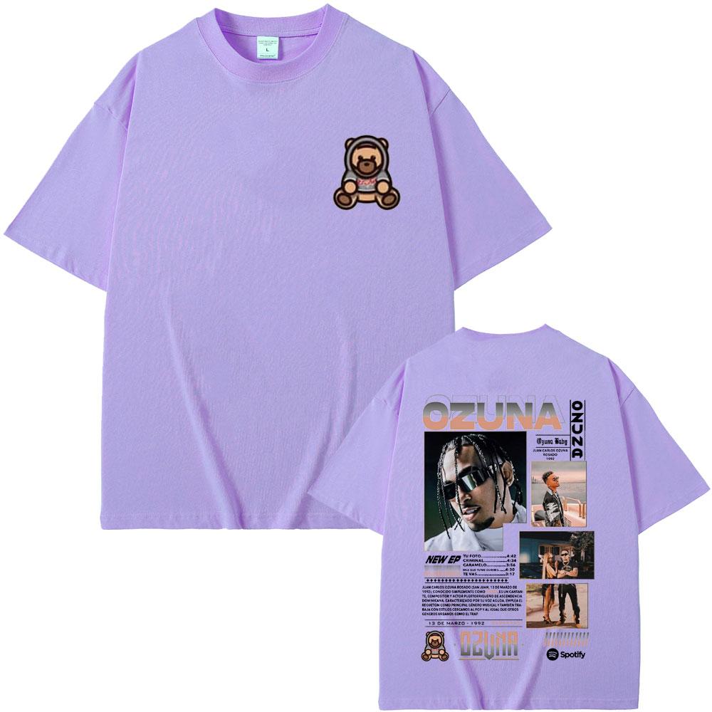 Rapper Ozuna Double Sided Print T-shirt Anuel AA Streetwear Men Women Hip Hop Oversized T-shirts Men's Fashion Vintage T Shirts