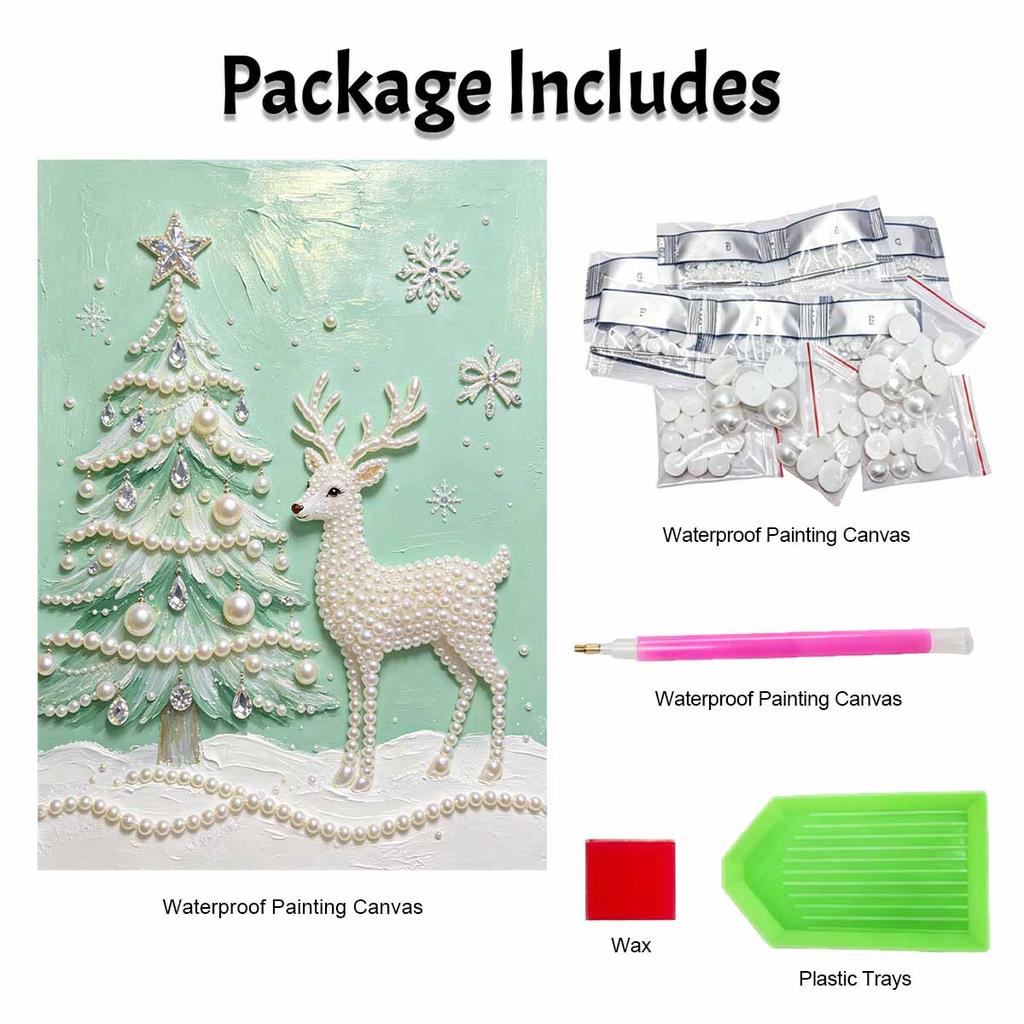 Christmas Pearl Painting Kit Handmade DIY Home Decoration Painting Deer Tree Snowflake Elements