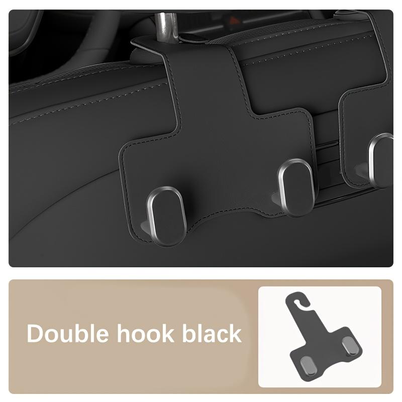 1pc Faux Leather Multi-Functional Car Headrest Hook Metal Material Easy Installation Single Dual Storage Hanger for Vehicle Interior Accessories