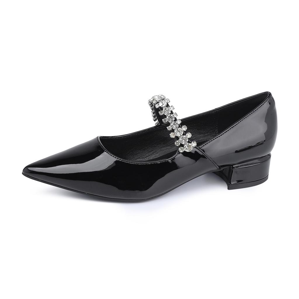 Grape mother 2025 new thick-heeled single shoes women's rhinestones with pointed high heels French retro leopard print women's shoes