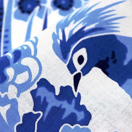 Someno Anbo Tenugui Hand Towel Four Seasons Flowers and Birds on a White Navy Authentic Made in 35cm x 100cm "Sometsuke (Dyeing) Background" Blue,
