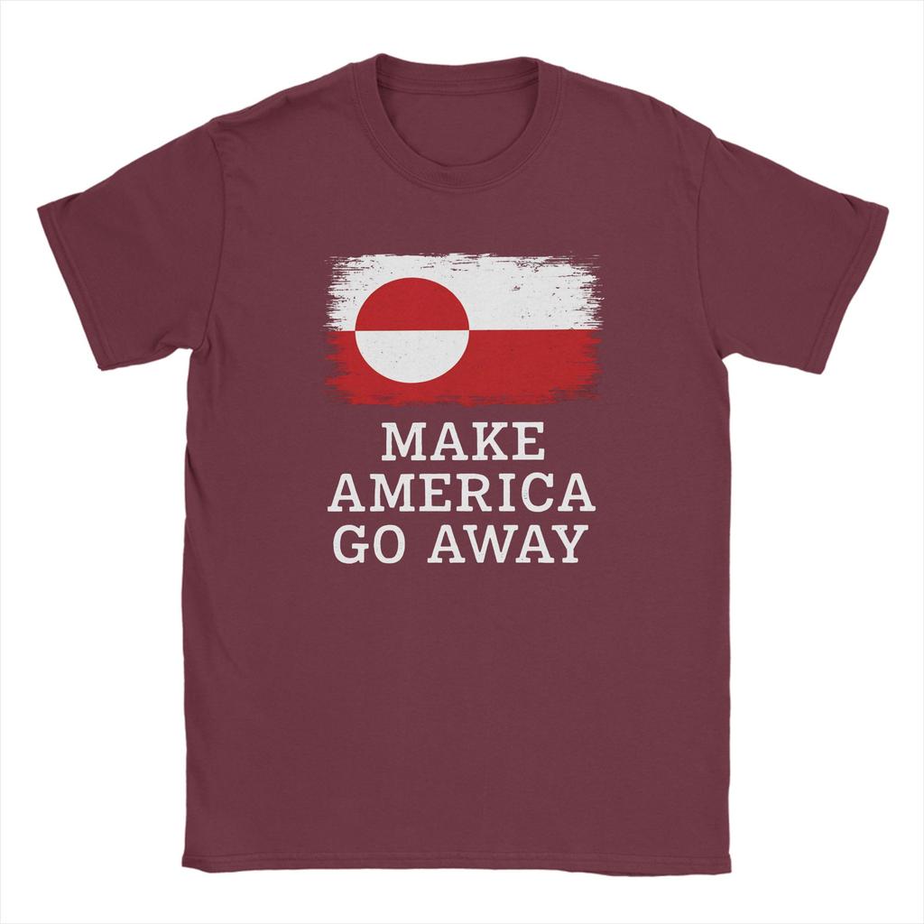 Oversized T Shirt Summer Make America Go Away Leisure TShirts Greenland Flag Cotton Tshirt for Men Y2K Short Sleeve Clothing