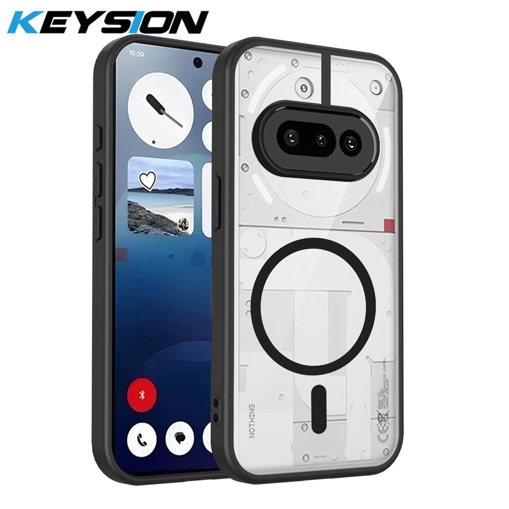 KEYSION Transparent Magnetic Phone Case for Nothing Phone 3A Pro Silicone+PC HD Clear Shockproof Cover for Nothing Phone 3A for Nothing 3A чёрный
