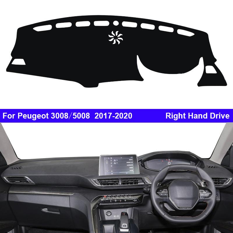 Car Inner Dashboard Cover For Peugeot 3008 5008 2017 - 2020 Auto Dash Mat Carpet Sun Shade Dashmat Rug Cushion 2018 2019