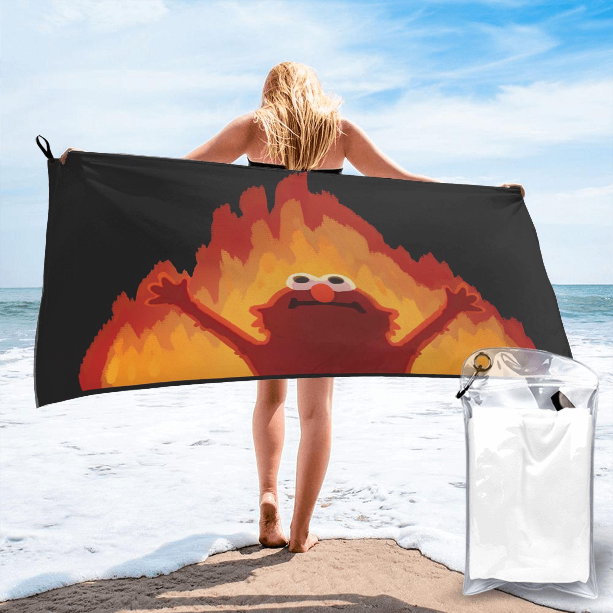 

Hellmo Elmo on Fire Beach Towel Soft Microfiber Quick Dry Absorbent Quick Towels For Pool W30*H60(CM)