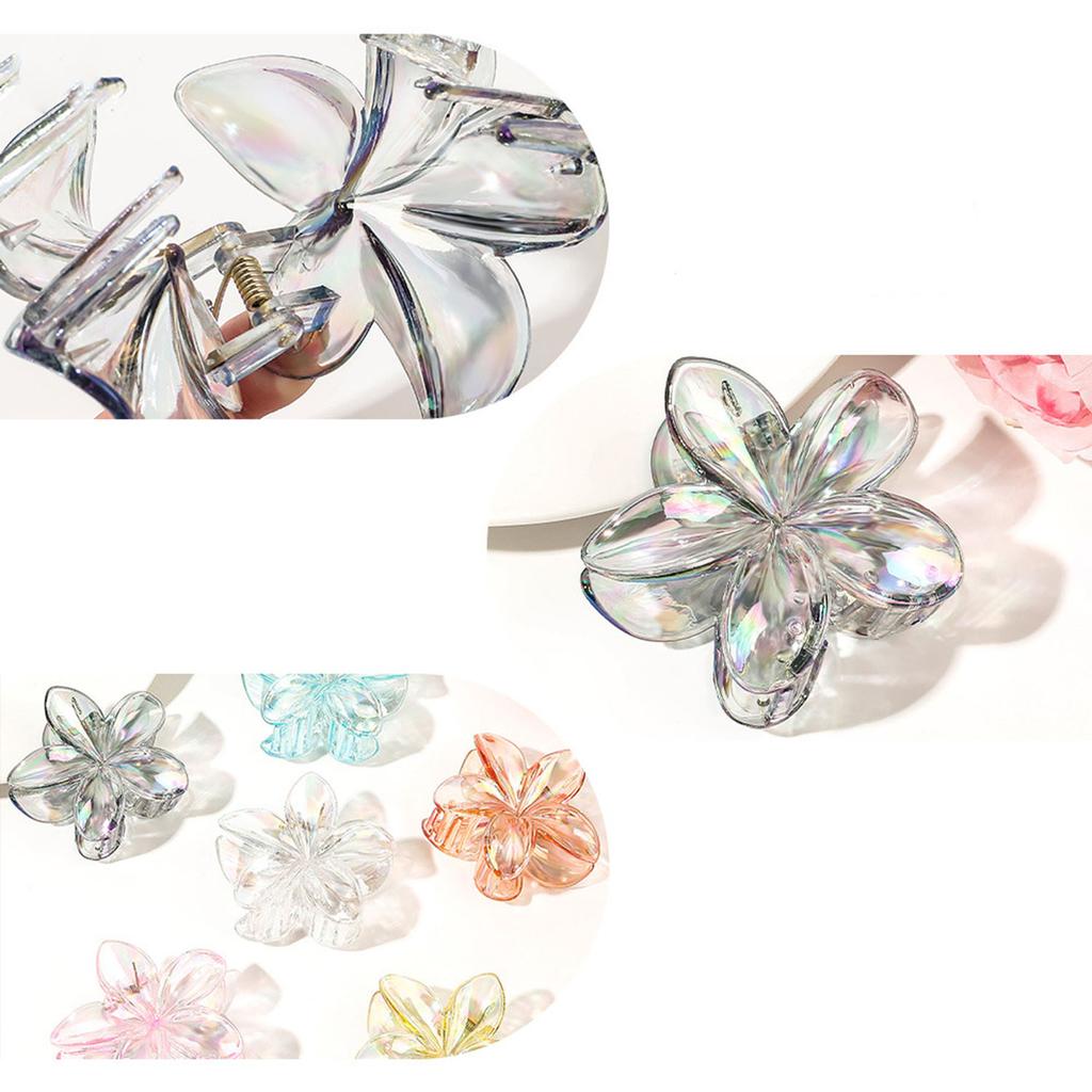 Transparent Flower Hair Claw Clips Women Crab Hair Clip Floral Hair Claws Ponytail Holder Hair Clips Hairpin Barrette Headwear