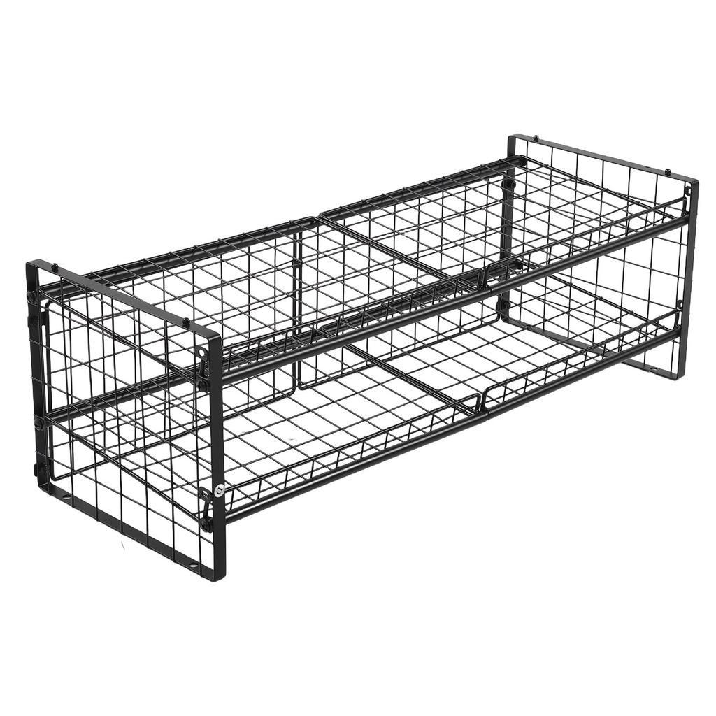 2 Tier Stackable Can Organizer for Pantry Carbon Steel Adjustable Can Storage Rack Holds Up to 64 Cans for Kitchen
