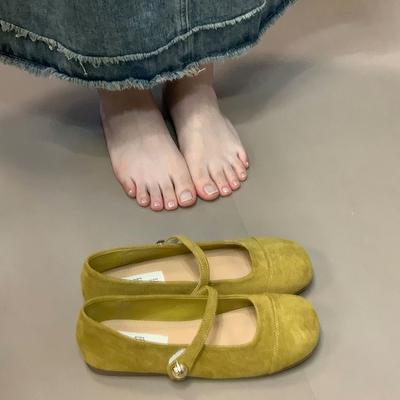 Gentle Fairy Wind Mary Jane Shoes Spring and Autumn 2025 French Temperament Suede Word with Flat Shoes Women