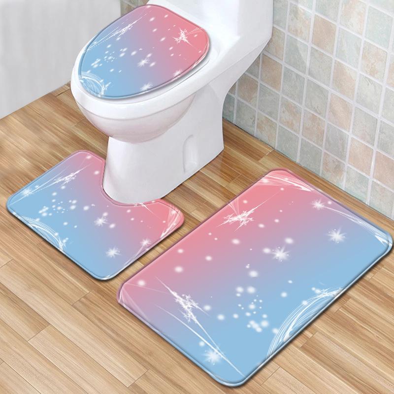 Colorful Gradual Change Toilet Floor Mat Three-Piece Bathroom 3-Piece Carpet Door Mat