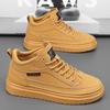 Autumn men's shoes new breathable waterproof high-top chef shoes men's trend versatile black leather shoes casual Martin boots