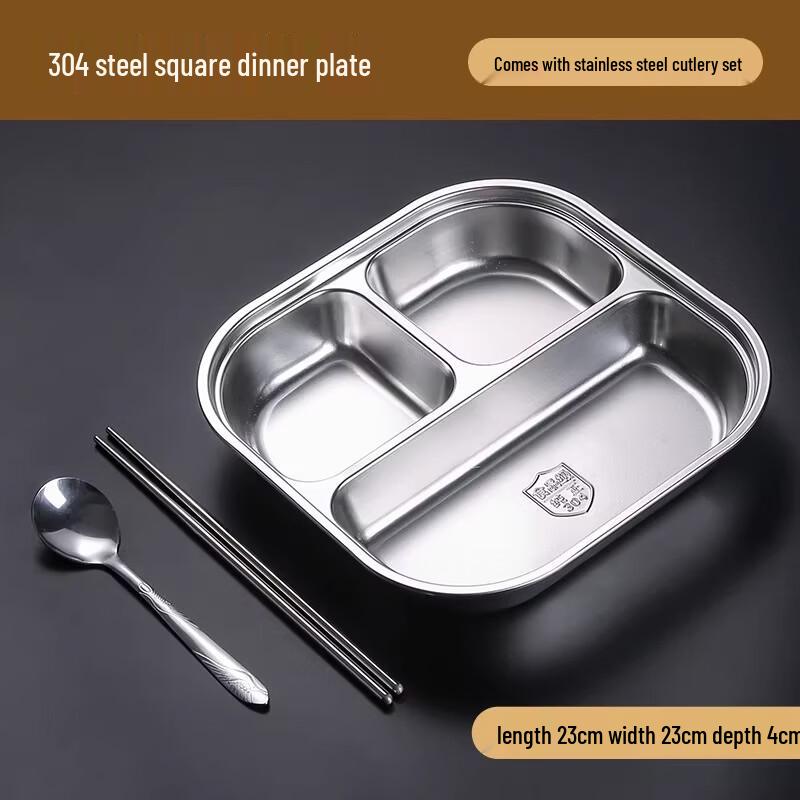 Food Grade 304 Stainless Steel Divided Dinner Plate
