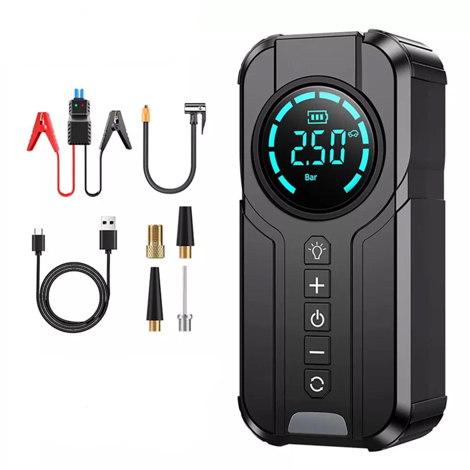 

Wireless Car Air Compressor 10400mAh Display Electric Tire Inflator Pump Jump Starter Air Compressor for Moto Bike Car Tyre Ball чорний