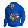 Men's Casual Fashion Christmas Printed Hoodless Sweatshirt Wide Men's Loose Button Stand Collar Hooded Sweatshirt