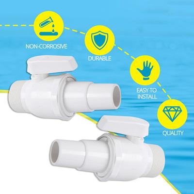 Pool Pump Valve 1.5-1.25 Inch 2-Way Ball Valve 50 PSI Pressure Rating Water Flow Regulation Pool Valve for Swim Pools Filters Skimmers