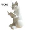 Study Room Decor 3D Printed Reading Cat Figurine, Decorative Ornament with Weighted Anti-Slip Base, With Glasses Intellectual Statue Eye for