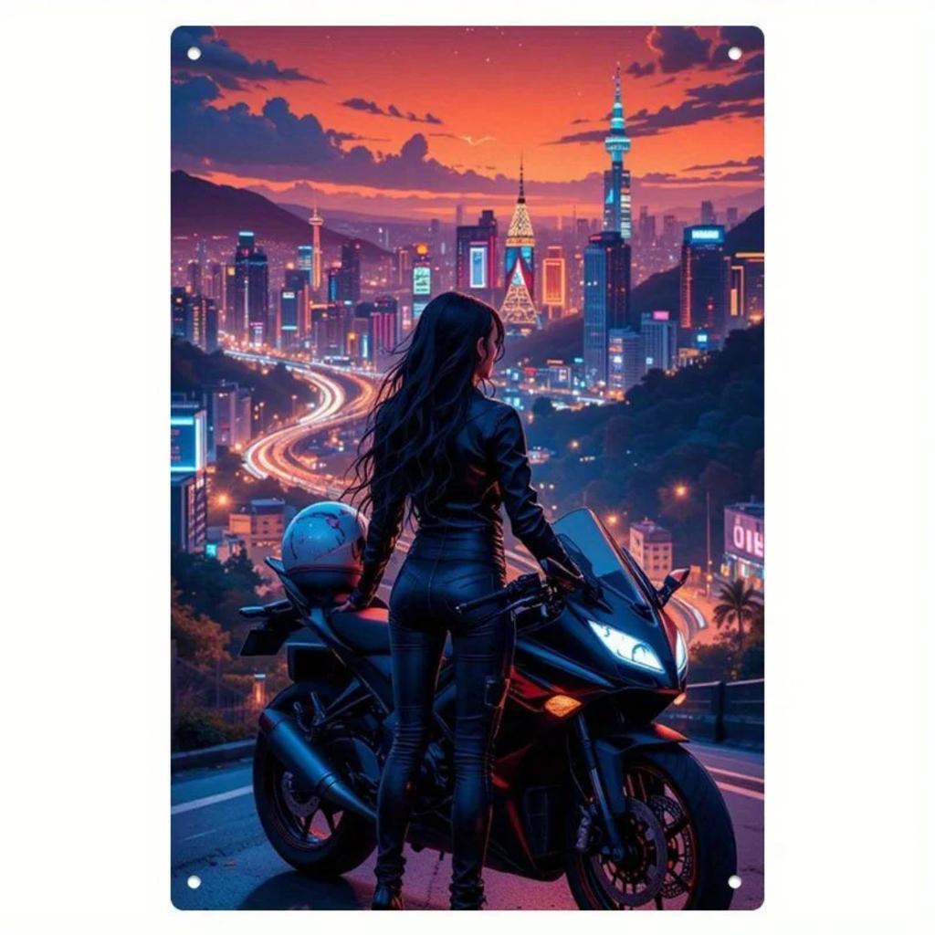 Vintage Blaszany Znak Motocyklowy 8x12 Cal Sztuka Ścienna z Metalu do Salonu Sypialni Wewnątrz na Zewnątrz Dekoracja Domu