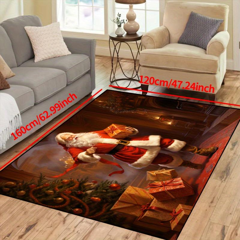 Merry Christmas Carpet for Bedroom Living Room Hallway Area Rug Santa Claus Soft Anti-slip Entrance Doormat Floor Mat Home Decor