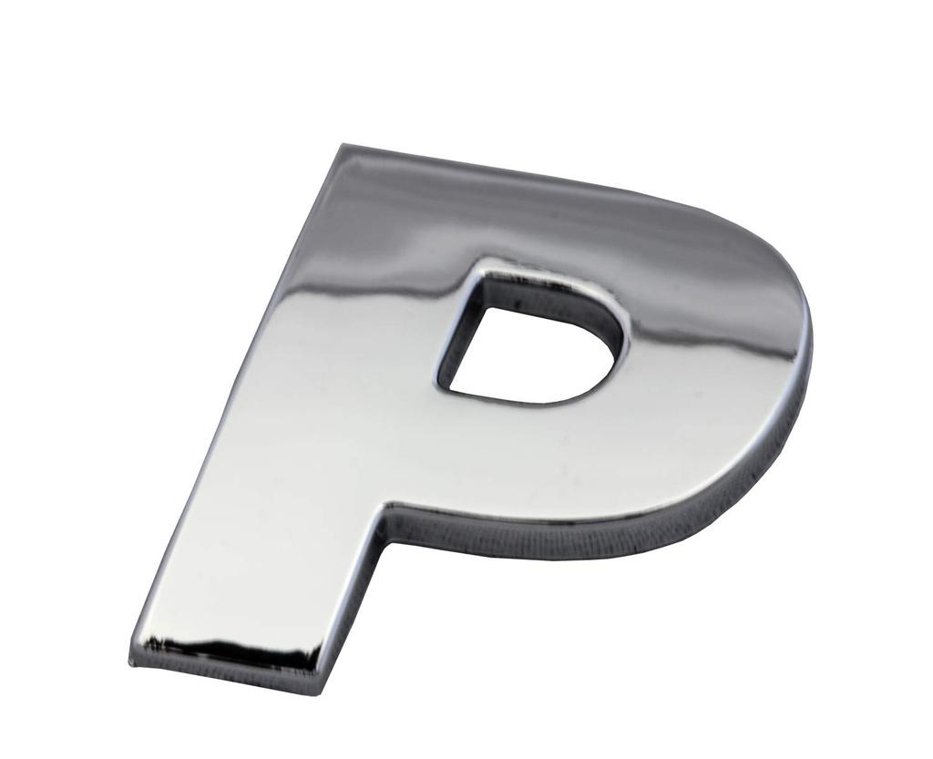 Mukojima Automobile Supplies Manufacturing MYS-045T 3D 3D Molded Emblem Sticker Alphabet P Silver