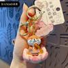 Original Buddhist good luck lotus series wooden fish panda keychain cute exquisite resin capybara keychain bag hanging