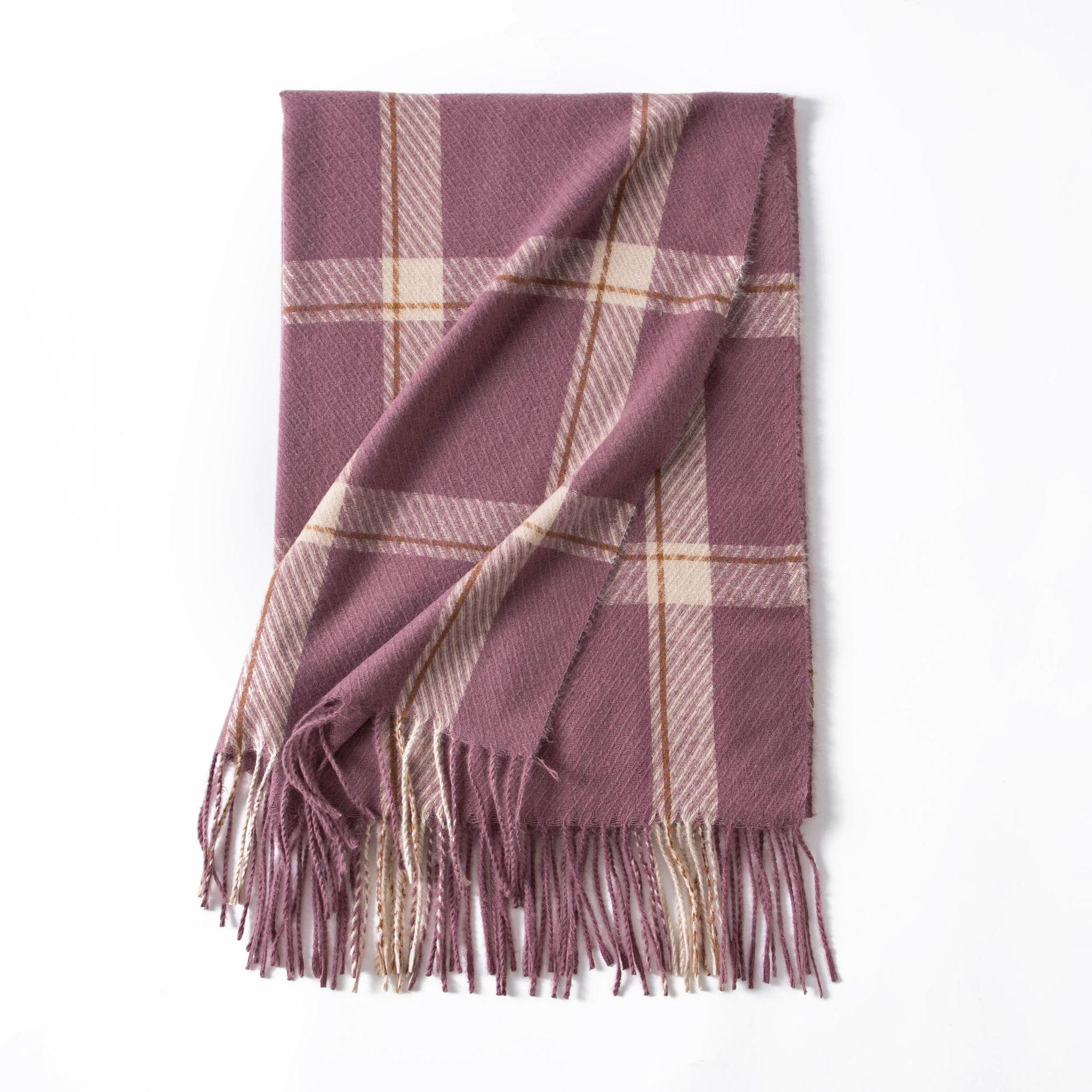 

Checkered thickened warm scarf for women versatile for both sides student scarf faux cashmere dual-purpose large shawl Korean version 67*200cm