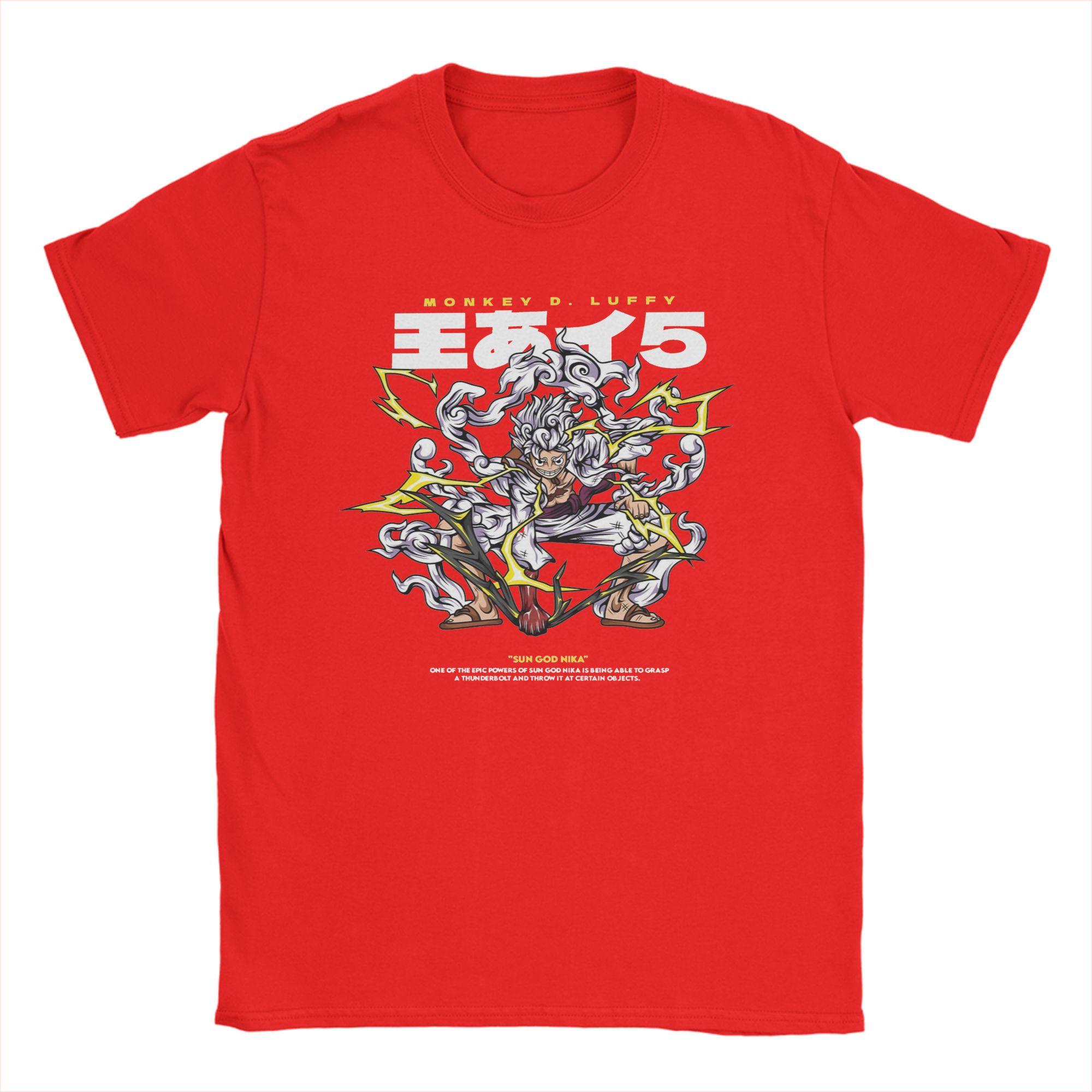 

Leisure Luffy gear 5 TShirts for Men Crewneck Pure Cotton T Shirts Ones Pieces Short Sleeve Tee Shirt Plus Size Clothing S