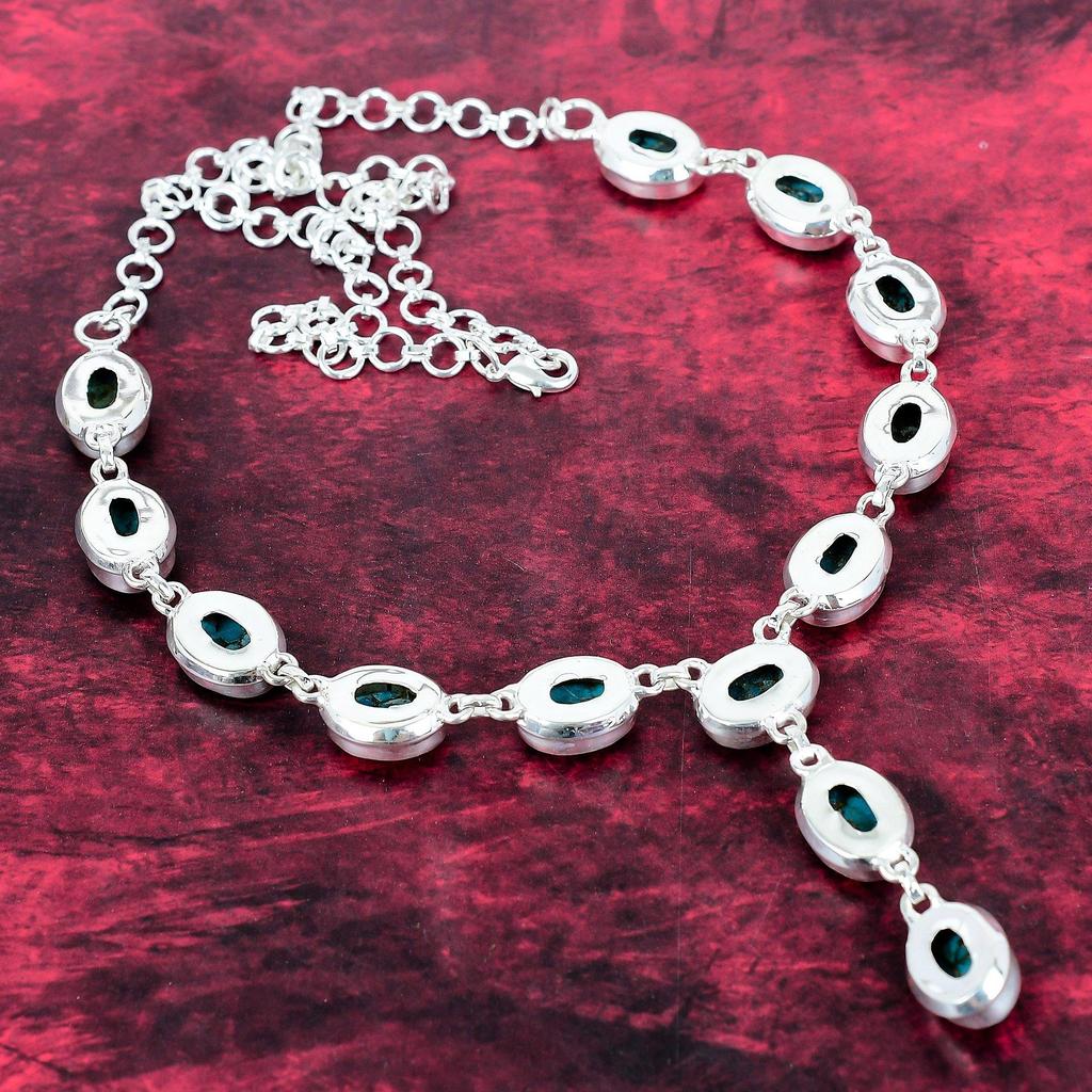 Colier cu piatră prețioasă lucrat manual cu turcoaz albastru, colier din argint solid 925, bijuterii antice, pentru cadou de logodnă