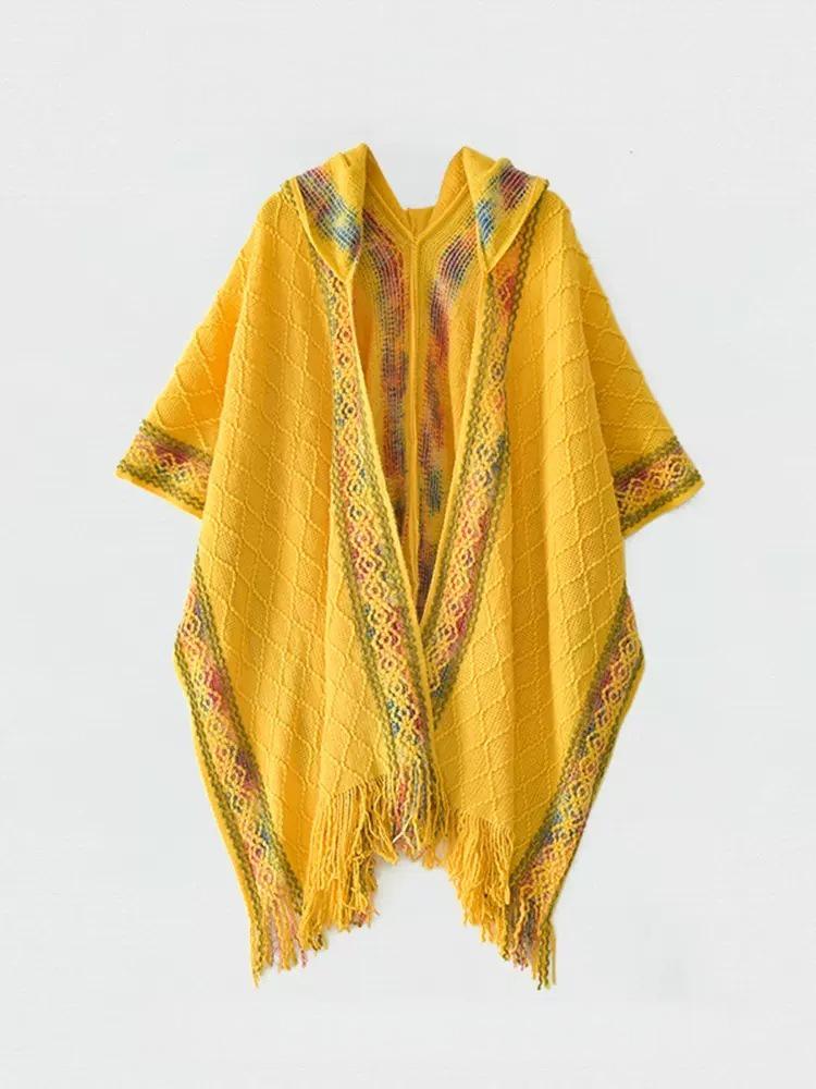 Красная этническая накидка-шаль с капюшоном для женских путешествий по пустыне и туризма в Цинхай