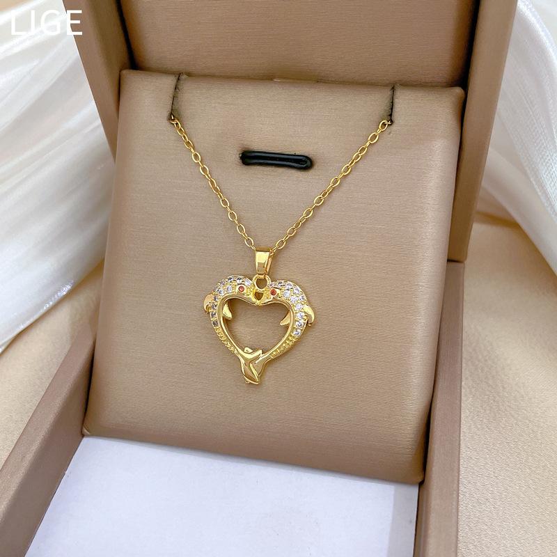 Love Haiteng, Light Luxury Temperament Gorgeous Full Diamond Necklace Women'S Versatile Collarbone Chain Titanium Steel Chain