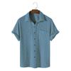 Men's 2025 Summer Waffle Solid Color Single-Breasted Turn-Down Collar Shirt
