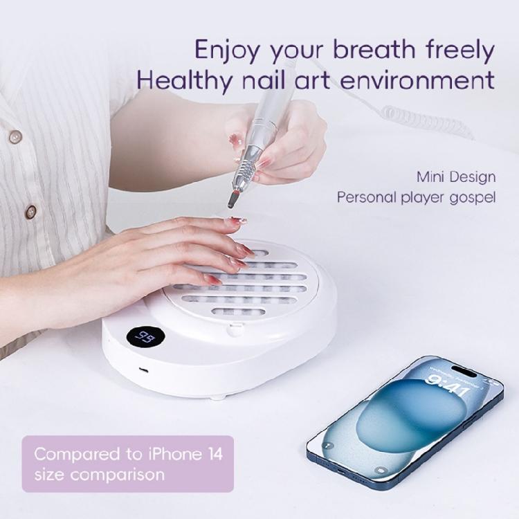 Quiet Nail Drill Dust Extractor Collector Powerful Filtration Rechargeable Battery Compact ABS Body For Salon Home Use