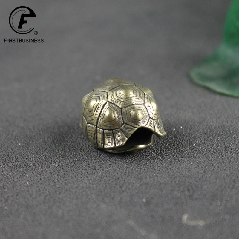 Retro Brass Mythical Beast Turtle Shell Bell Vintage Pure Copper Car Keychain Pendant Lucky Animal Statue Desktop Ornament Decor