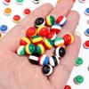 50 Stück 8/10mm Acrylperlen Dreifarbige Streifen Große Lochperlen Runde Lose Abstandshalterperlen Für Schmuckherstellung Armband Zubehör