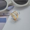 Uworld Minimalist Two tone Multi layer Hollow Line Ring Stainless Steel Geometric Stackable Ring Women's Jewelry Party Gift