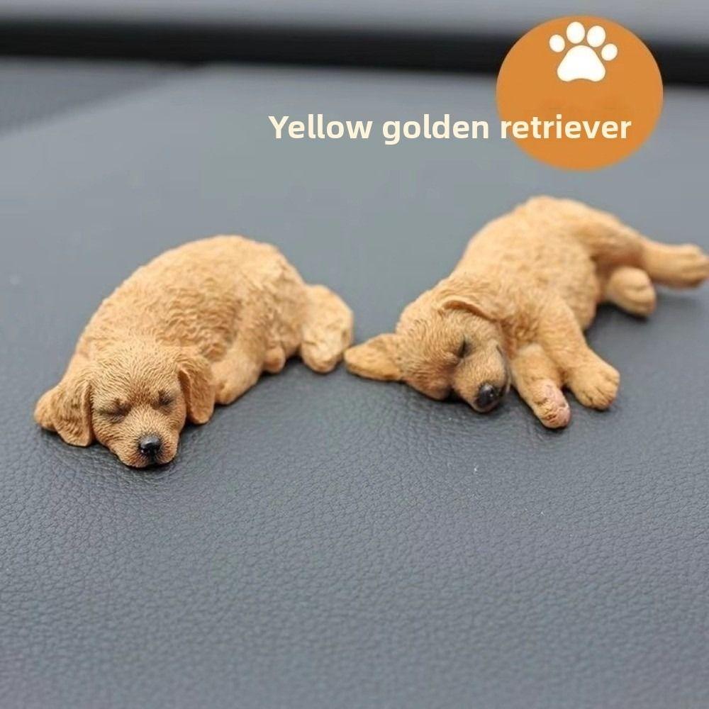 2Pcs Golden Retriever Dog Car Ornaments Resin Model Tabletop Decoration  for Car Dashboard