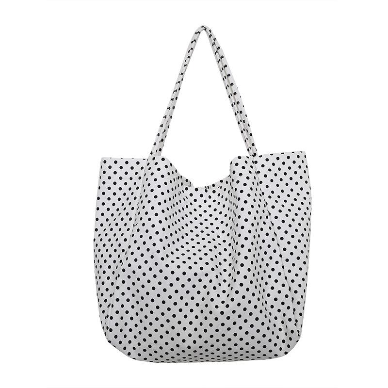 New canvas tote bag fashion trend hot-selling versatile casual large-capacity polka dot shoulder bag college student commuting
