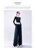 Damen High Waist Color Block Karomuster Weitbeinige Hosen für Frühling/Herbst - Lockere Passform, Kundenspezifische Länge, Gerades Bein, Casual-Stil